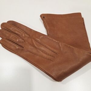 BCBG MaxAzria Long Kid Leather Gloves – Cognac – Made in Italy – Size S
